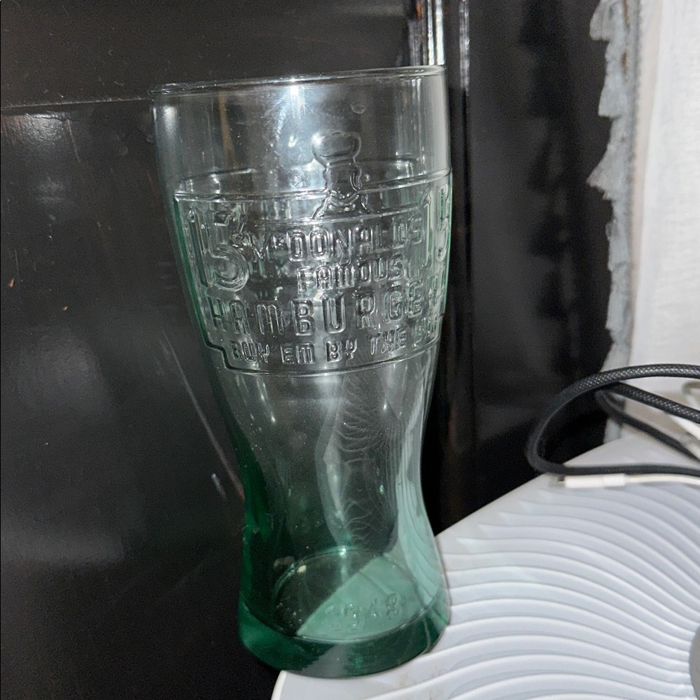 1948 McDonalds 16oz Collectible Retro Green Drinking Collectible Glass Vintage